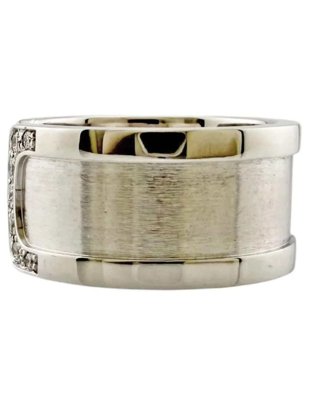 Cartier C2 Wide Ring 18k White Gold Diamond